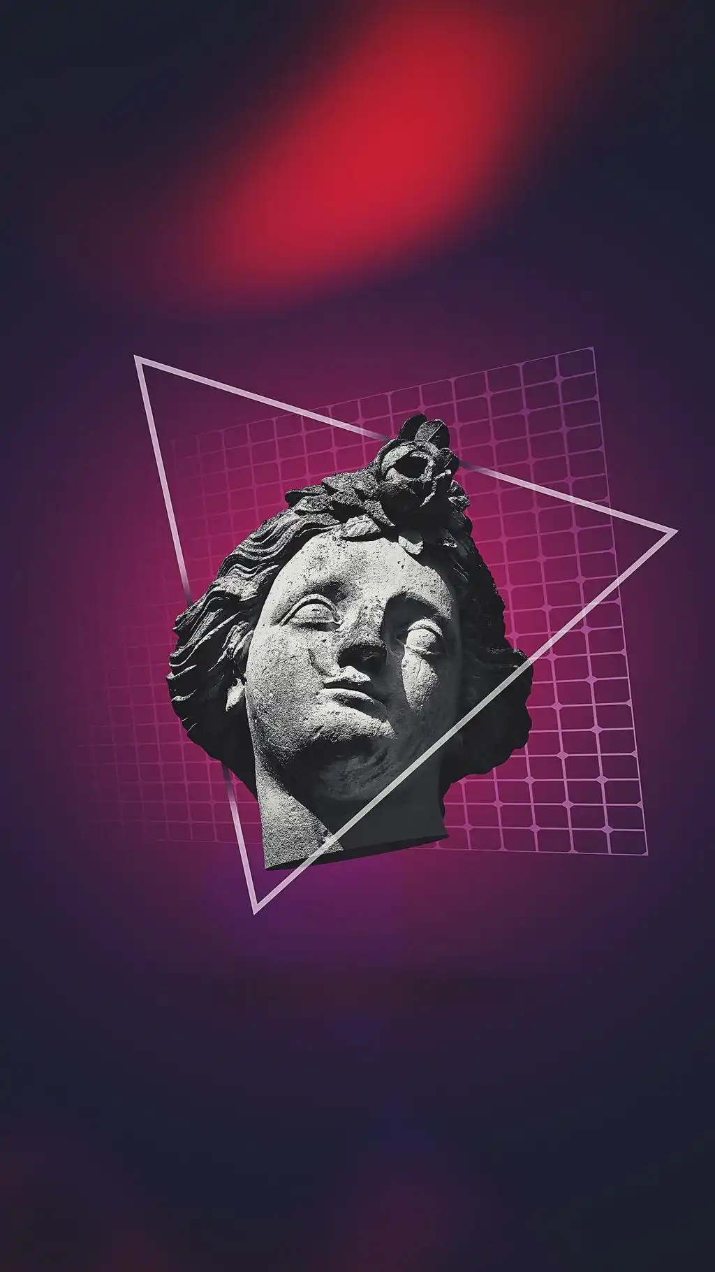 Synthwave Vaporwave Greek Statue Neon Triangle