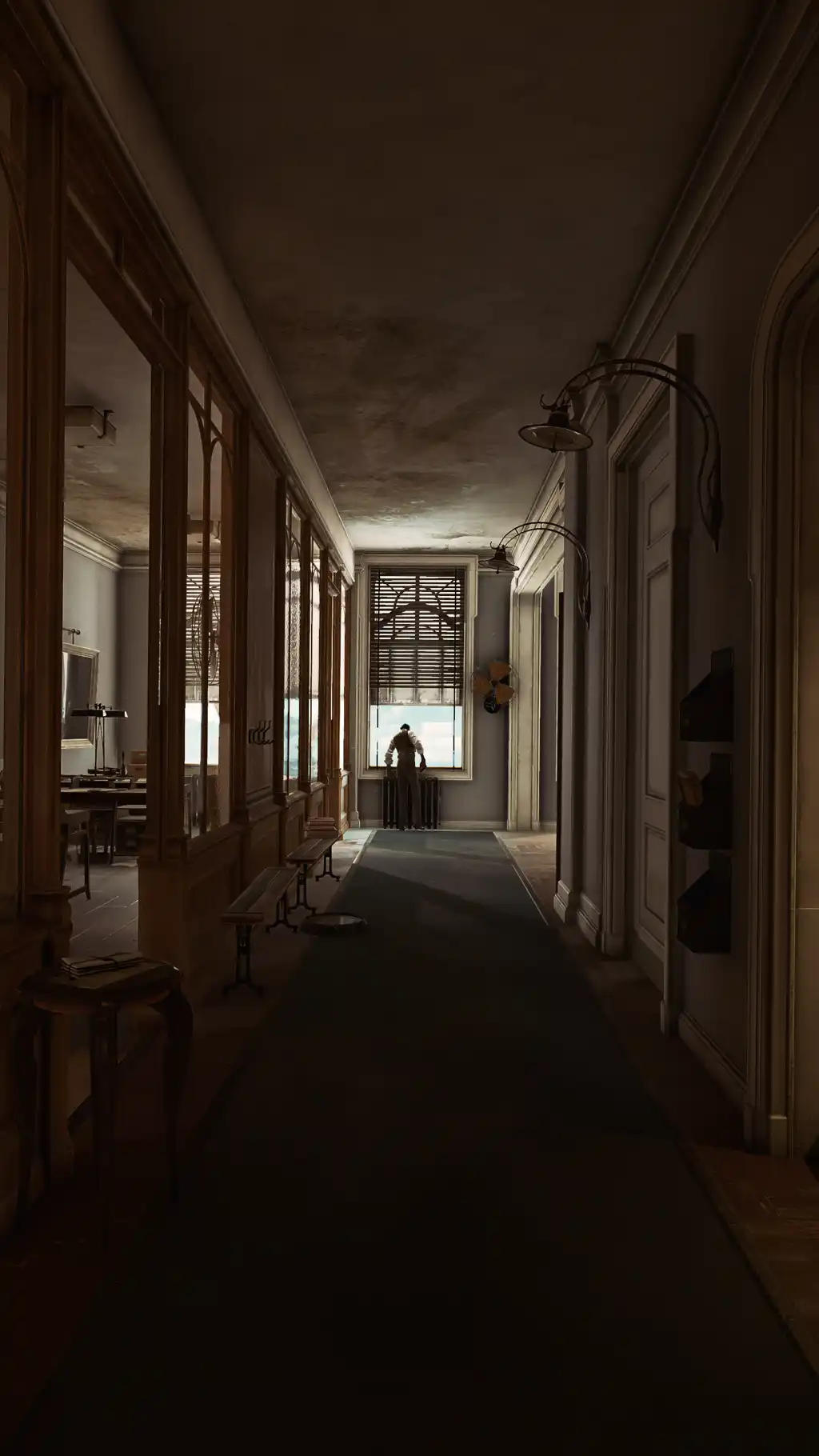 Long Vintage Hallway Warm Lighting