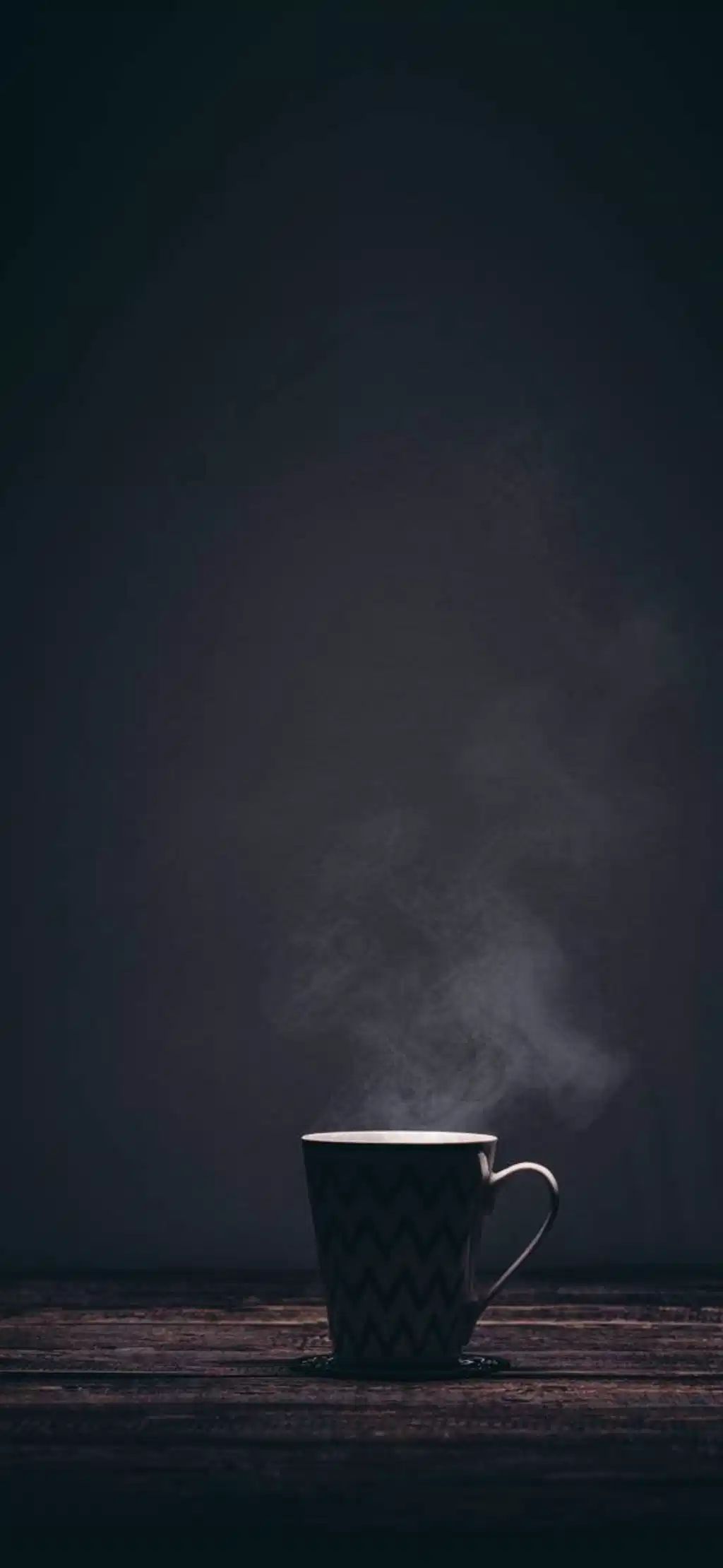 Steaming Coffee Mug Dark Table