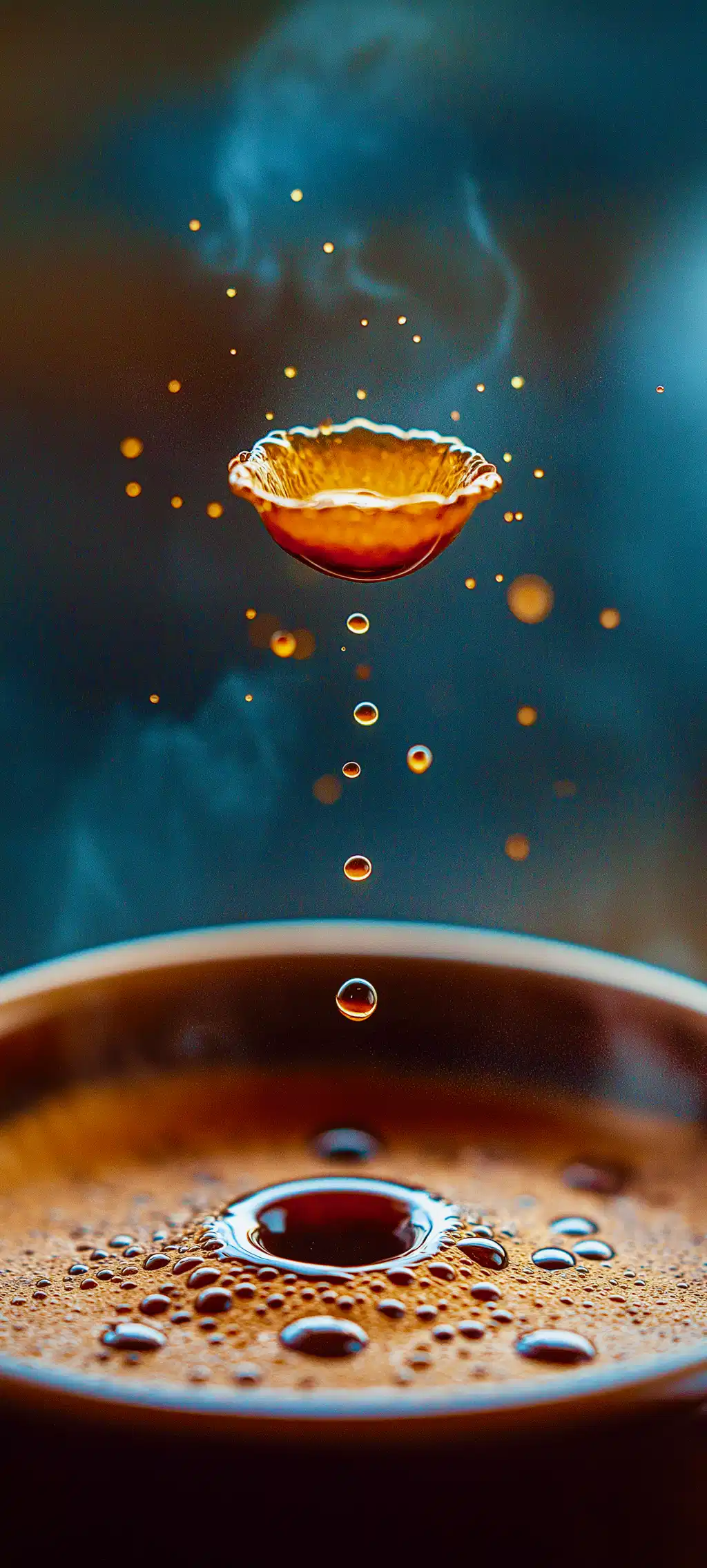 Vintage Coffee Cup Glowing Light Reflection